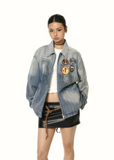 Embroidered Badge Denim Jacket